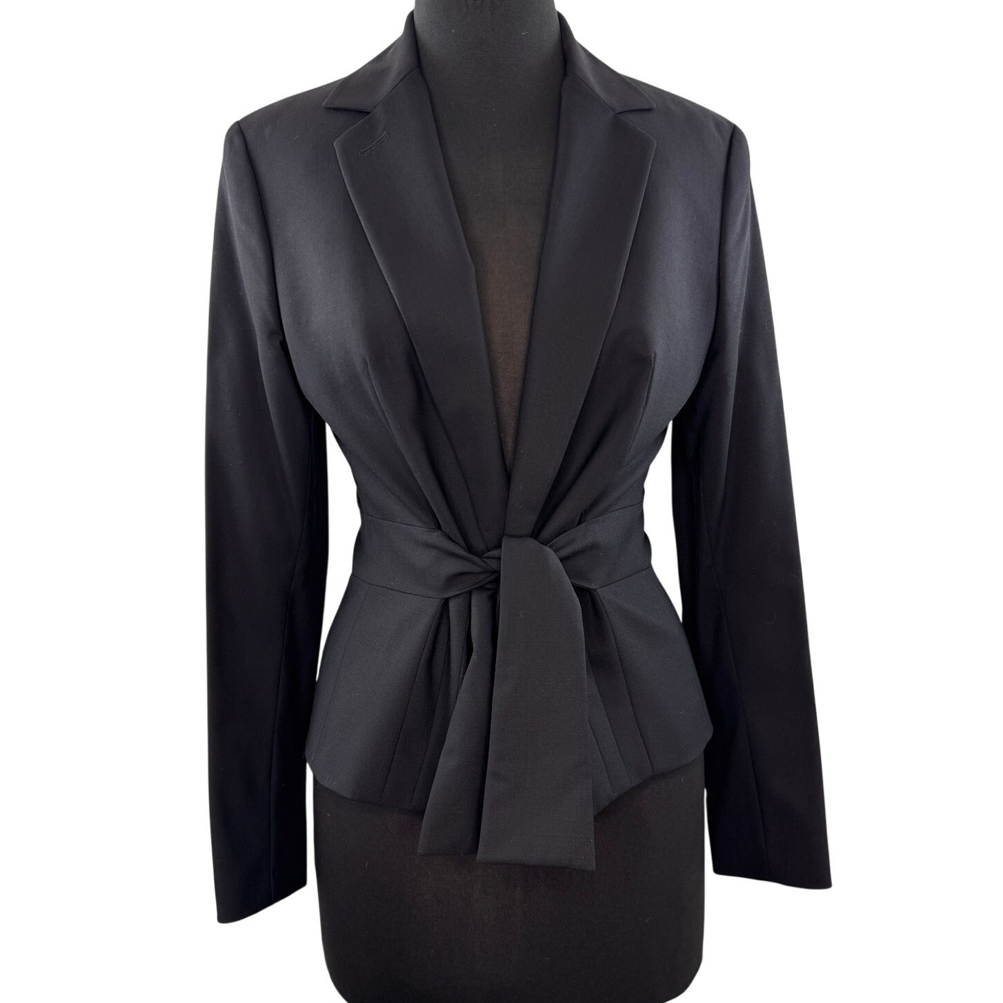 Paul Smith Black Blazer Wool Tie-Waist Notch Lapel Single Breasted Formal Sz 44